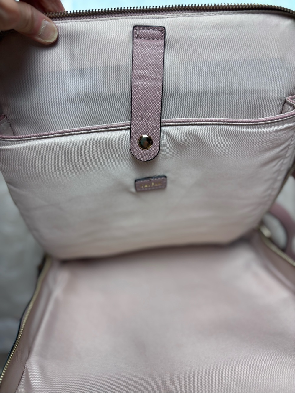 Cal Pak Kaya Faux Leather Lap Top Back Pack in Blush Color Gold Tone Hardware - Picture 11 of 13